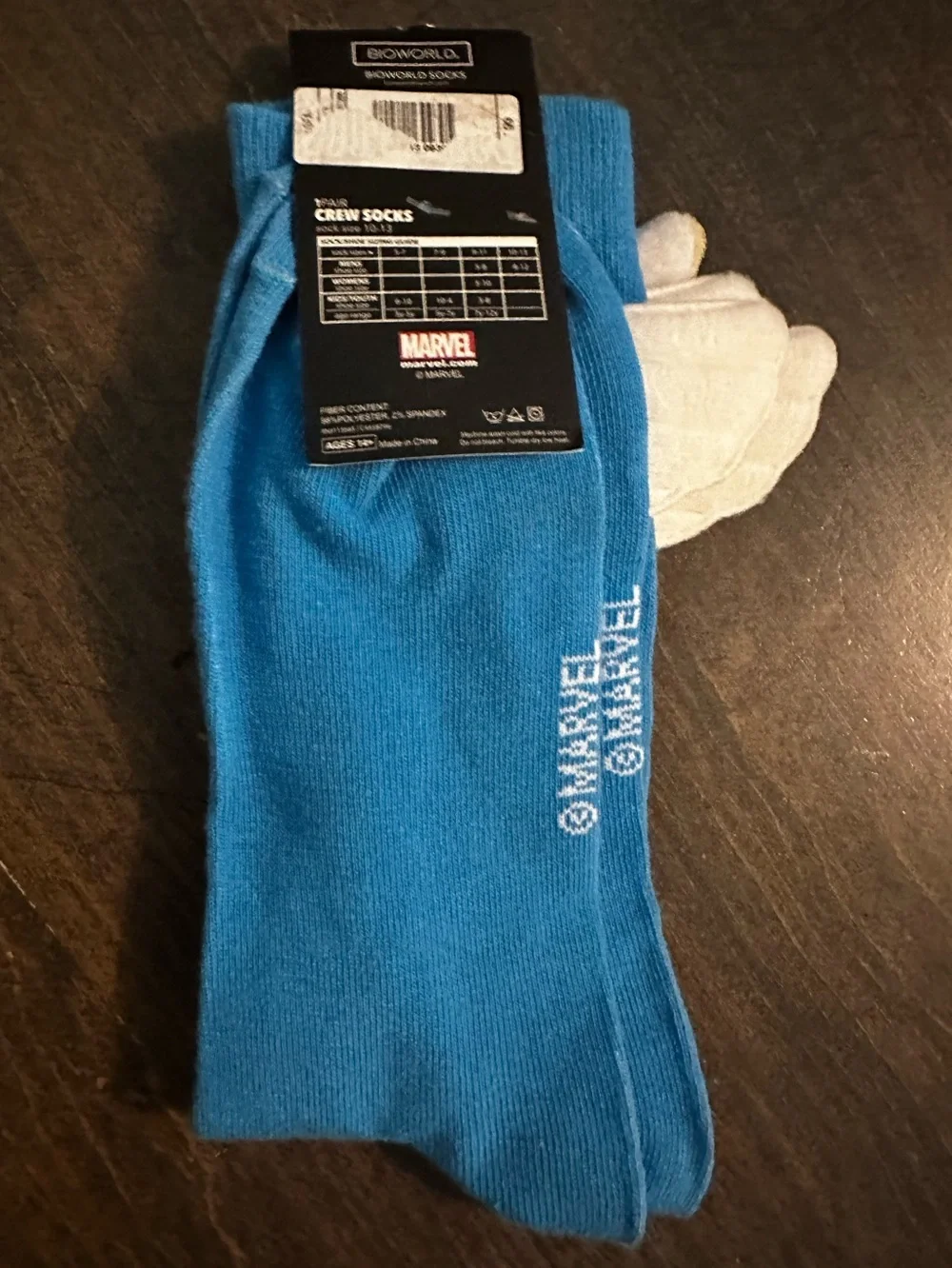 Bioworld Marvel Crew Socks - Blue with White Accents